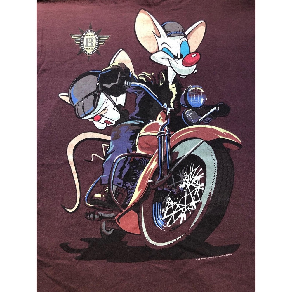 Pinky And The Brain T-Shirt XL Bikers For World Domination Warner Brothers 1995